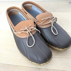 L.L. Bean Moc Rubber Rain Low Duck Boot Shoe Men's 13 Brown Leather Tie USA Made